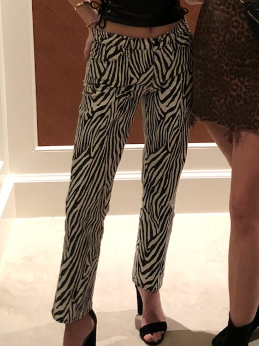 FRAME "Le High Straight" Zebra Print Cropped Jeans High Rise Size 25